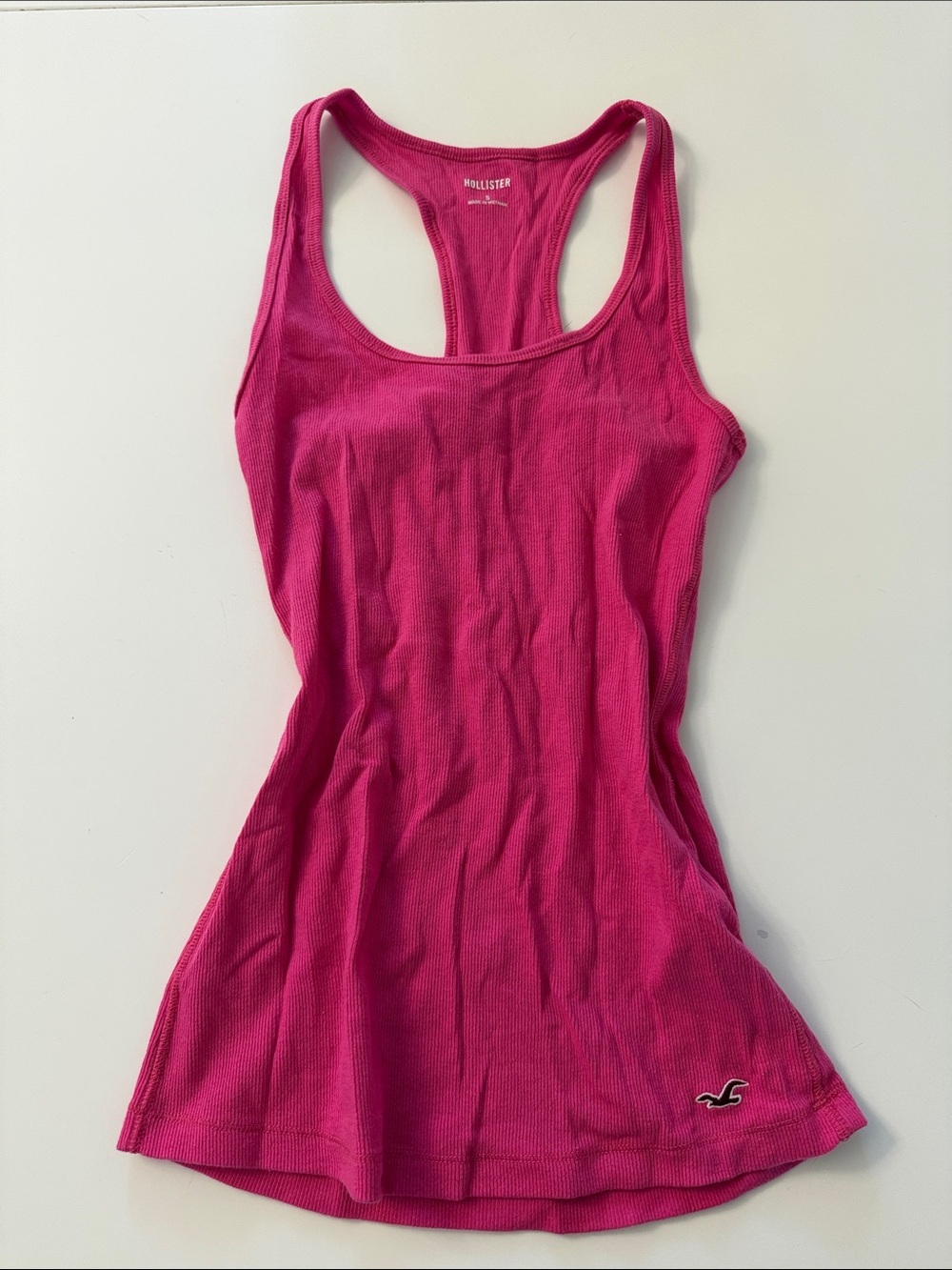 Hollister Women's Raspberry Pink Racerback Y2K Style Tank Top